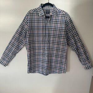 RW&CO.  Plaid Shirt Blue White Pink Mens Size M Business Casual
Relaxed Fit